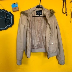 DEB faux fur collar leather jacket